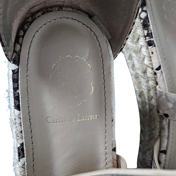 Christian LaCroix Snake Print Platform Espadrile Sandals size 9 - Picture 8 of 8